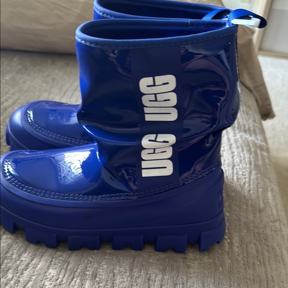 UGG Blue Rain & Snow Boots with Glossy Finish